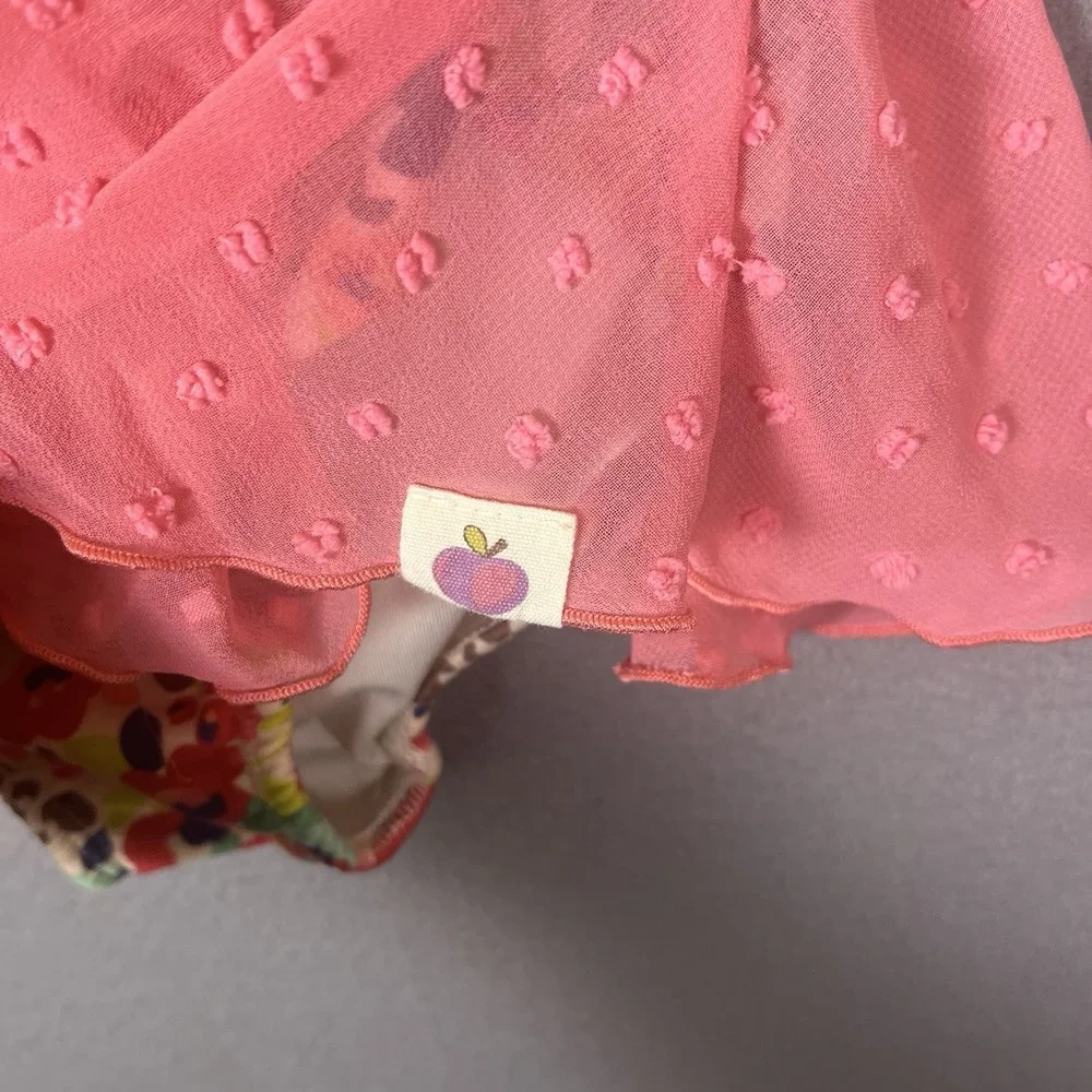 Cheeky Plum Girls Dance Leotard Dress 6Y Floral Ruffle Sleeve Ballet Tap Lyrical